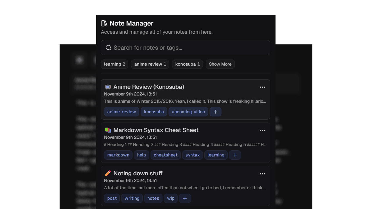 Manage Multiple Notes